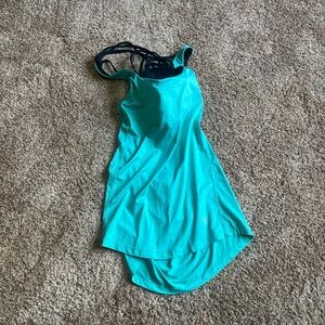 Mint green open back beautiful tank top with built-in bra